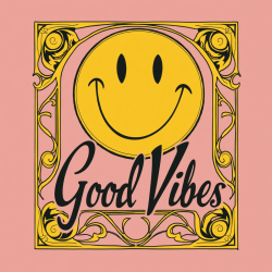 Art Nouveau Smiley Good Vibes T-Shirt